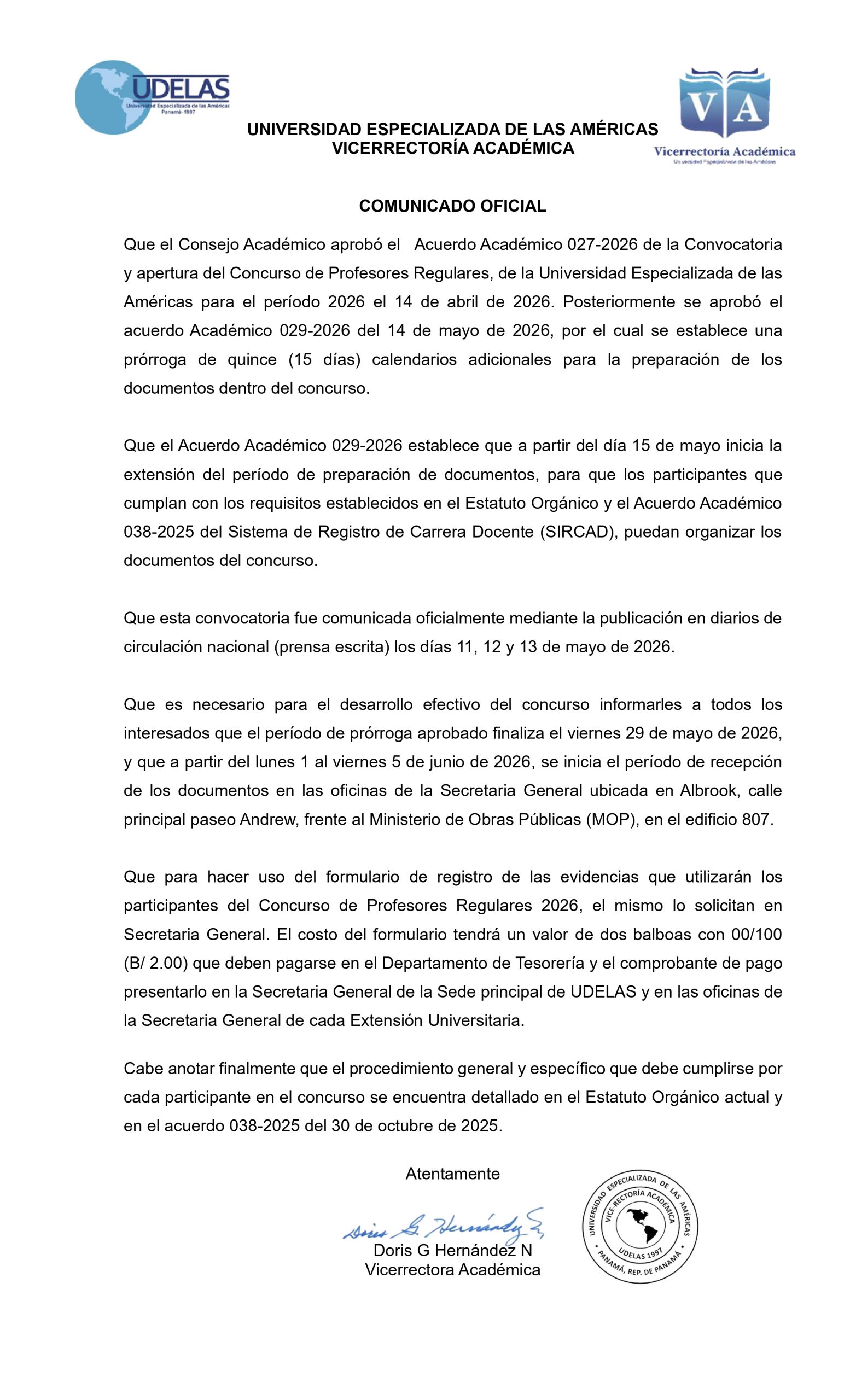 COMUNICADO OFICIAL